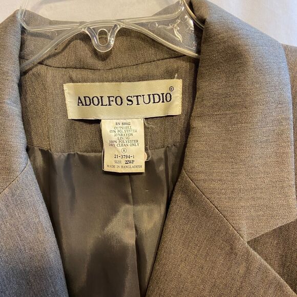 #5688 Adolfo Studio Womans Gray Suite Blazer Coat Size 22WP - Picture 2 of 4